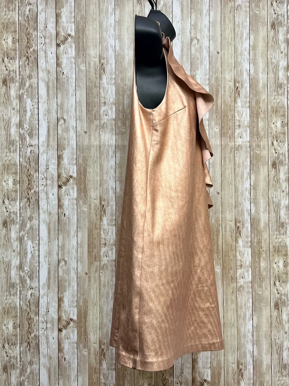Zara Metallic Rose Gold Ruffle Mini Dress Size Small